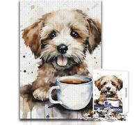 Rompecabezas de 1000 Piezas Perro a la Hora del café para Adultos y adolescentesJuego Creativo de resolución de problemasIdea de Regalo Memorable y conmovedoraTamaño 50x75cm