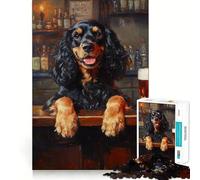 Rompecabezas de 1000 Piezas Perro en el Bar Diseño Elegante y Creativo Ideal para ejercitar la Mente,Relajarse y Disfrutar de la Navidad Regalo artístico (38x26cm)