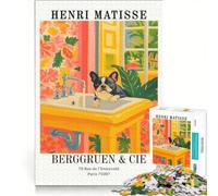 Rompecabezas de 1000 Piezas Perro en el Lavabo de Henri Matisse Ideal para Jugar en Familia o como Regalo de cumpleaños Incluye póster y Hoja de Preguntas a Juego 50x75cm
