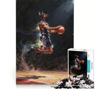 Rompecabezas de 1000 Piezas Perro Jugador de Baloncesto Haciendo Mates Juegos educativos Decoración Perfecta cumpleaños y Navidad 38x26cm