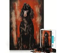Rompecabezas de 1000 Piezas Perro Negro con la Boca Abierta,Juego de Bordes, Juguete para Entrenar la Mente,diversión para Jugar despacio,Regalo de cumpleaños 38x52cm