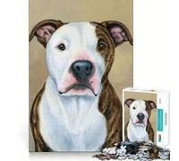Rompecabezas de 1000 Piezas Perro Pit Bull Atigrado,Arte en Forma Impecable,Entrenamiento Mental,Diversión,Tiempo de Descanso,Juego,Regalo Navideño Tranquilo (38x26cm)