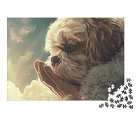 Rompecabezas de 1000 Piezas Perro Rezando en Las Nubes - Perro Gigante en Brazos - Juego Educativo para Adultos - Hermosa decoración - Difícil - Reto - Regalos de cumpleaños - 70x50cm