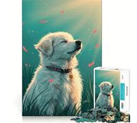 Rompecabezas de 1000 Piezas Perro Sereno a la luz del Sol para Adultos Juguete Inteligente para el hogar Disfruta de Bordes Afilados Artículo de Santa Claus (38x26cm)