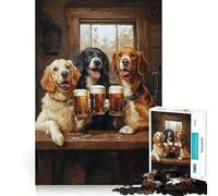 Rompecabezas de 1000 Piezas Perros,Brindis,Amigos de la Cerveza,Corte Impecable,Diversión,Lógica,Juguete Divertido,Juego Libre,Actividad de Cumpleaños (38x26cm)