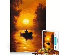 Rompecabezas de 1000 Piezas Pesca al Atardecer para Adolescentes Juguete de lógica Clara Pasatiempo Tranquilo Corte Perfecto Regalo clásico 38x52cm