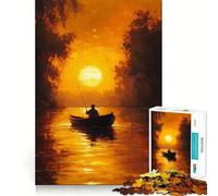 Rompecabezas de 1000 Piezas Pesca al Atardecer para Adolescentes Juguete para desarrollar la lógica, Ligero y Relajante Corte preciso Regalo clásico 38x26cm