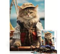 Rompecabezas de 1000 Piezas Pescadores de Gatos para Adultos Bienestar Cerebral Disfrute Tranquilo Cierre Perfecto Regalo Ideal (38x26cm)