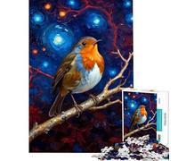 Rompecabezas de 1000 Piezas Petirrojo en la Noche Estrellada Juego práctico y adictivo para Cultivar la Paciencia Regalos artísticos para la decoración del hogar Tamaño 38x52cm