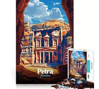 Rompecabezas de 1000 Piezas Petra,Jordania Póster de Viaje Corte Impecable Diversión para Resolver Problemas Juego Divertido Juego Libre Regalo de Arte navideño (38x26cm)