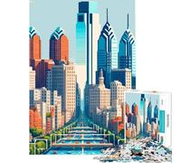 Rompecabezas de 1000 Piezas - Philadelphia Pixel City Juguetes educativos para Aprender Juegos educativos desafíos difíciles Ideas de Regalos (tamaño 38x52cm)