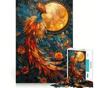 Rompecabezas de 1000 Piezas Phoenix Stained Glass Art para Adolescentes Ideal para estimular la Memoria, el Ocio en casa y para armar Un Regalo Encantador (38x26cm)