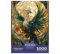 Rompecabezas De 1000 Piezas Phoenix Stained Glass Art Rompecabezas para Adultos Juego De Ingenio Análisis Y Lógica Cumpleaños 52x38cm/1000pcs