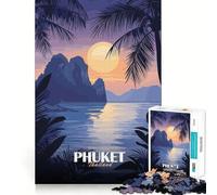 Rompecabezas de 1000 Piezas Phuket Tailandia Isla Tropical Puesta de Sol Ideal para Cortar Decoración Juego Cognitivo Regalo Fácil de Jugar Juego de Cumpleaños Regalo (38x52cm)