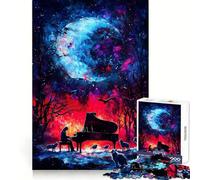 Rompecabezas de 1000 Piezas Piano bajo una Luna cósmica para Adolescentes, Juguete de lógica, Relajante, de Corte Suave, decoración de Pared (38x52cm)