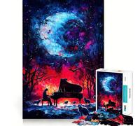 Rompecabezas de 1000 Piezas Piano bajo una Luna cósmica para Adolescentes Rompecabezas fácil de armar Ocio Impecable Regalo Ideal para Navidad (50x75cm)