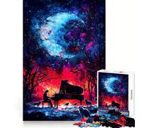 Rompecabezas de 1000 Piezas Piano bajo una Luna cósmica para Adolescentes Rompecabezas fácil de armar Ocio Impecable Regalo Ideal para Navidad (50x75cm)