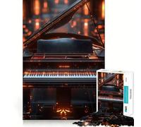Rompecabezas de 1000 Piezas Piano de Cola Negro con Teclas Luminosas Ensamblaje preciso Diversión,Juego para ejercitar la Mente,Juego para Momentos de Paz,decoración navideña 38x26cm
