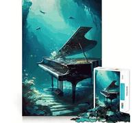 Rompecabezas de 1000 Piezas Piano Perdido Bajo el Agua para Adolescentes Mejora la Memoria Fácil de Usar Ocio Corte Firme Decoración de Pared (38x26cm)