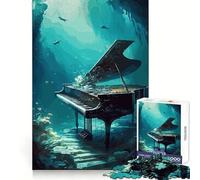 Rompecabezas de 1000 Piezas Piano Perdido Bajo el Agua para Adultos Ideal para estimular la Memoria Pasatiempo para el hogar Decoración de Pared con imágenes (50x75cm)