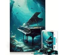 Rompecabezas de 1000 Piezas Piano Perdido Bajo el Agua para Adultos Ideal para estimular la Memoria Pasatiempo para el hogar Decoración de Pared con imágenes (50x75cm)