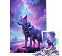 Rompecabezas de 1000 Piezas Pico de montaña con Lobo místico Rompecabezas de 1000 Piezas para decoración del hogar Divertido y entretenido Juego de ingenio para Toda la Familia (38x26cm)