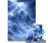 Rompecabezas de 1000 Piezas Picos de montaña bajo tormenta eléctrica para Adolescentes Juguete Inteligente y Divertido Arte Coleccionable de Corte nítido (38x26cm)