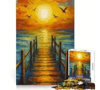 Rompecabezas de 1000 Piezas Pie de Playa al Atardecer con pájaros para Adolescentes Juguete para ejercitar la Mente Actividad en casa Artículo de Regalo de Papá Noel de Primera Calidad 38x52cm