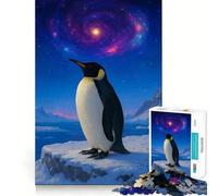 Rompecabezas de 1000 Piezas Pingüino bajo un Cielo cósmico para Adultos Mejora la Memoria, Alivia la ansiedad y Decora la Pared con Bordes Afilados (38x26cm)