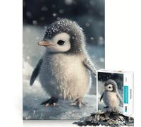 Rompecabezas de 1000 Piezas Pingüino bebé en la Nieve,Arte de Corte preciso,Rompecabezas,Regalo Divertido para el Tiempo Libre,decoración navideña para la Pared (38x26cm)
