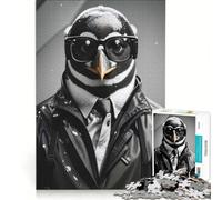 Rompecabezas de 1000 Piezas Pingüino Detective Bnw, Juguetes de Bricolaje, Desafío difícil, con Piezas de Formas aleatorias Que encajan Perfectamente 38x52cm