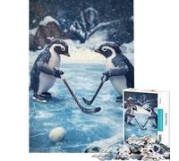 Rompecabezas de 1000 Piezas Pingüino Jugando al Hockey Ideal para cumpleaños Navidad decoración del hogar y Juegos educativos Apto para Mayores de 14 años 50x75cm