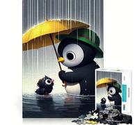 Rompecabezas de 1000 Piezas Pingüino y Polluelo bajo la Lluvia para Adolescentes Juguete fácil de Usar y con Corte preciso Regalo increíble (38x52cm)