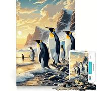 Rompecabezas de 1000 Piezas Pingüinos al Atardecer para Adolescentes Rompecabezas fácil de armar Ocio Impecable Regalo Ideal para Navidad (38x26cm)