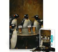 Rompecabezas de 1000 Piezas Pingüinos en una Taberna para Adolescentes Juego de ingenio y relajación (38x52cm)