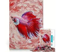 Rompecabezas de 1000 Piezas - Pintura al óleo de pez Betta,decoración de Bordes limpios,Juguete para Entrenar el Pensamiento,Juego Divertido y fácil de Usar,Regalo de cumpleaños (38x26cm)