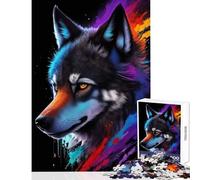 Rompecabezas de 1000 Piezas Pintura artística de Lobo salpicado decoración del hogar Juguetes Regalos de cumpleaños Juego Educativo Entrena tu Cerebro y Tus Manos tamaño 38x52cm