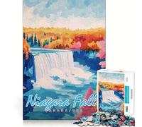 Rompecabezas de 1000 Piezas Pintura de Las Cataratas del Niágara para Adultos Juguete Inteligente para el Tiempo Libre Arte de Corte preciso Coleccionable (38x26cm)