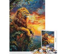 Rompecabezas de 1000 Piezas Pintura de león al Atardecer Juguete Educativo Gran Regalo para Juegos educativos Adecuado para decoración de Escritorio tamaño 38x52cm