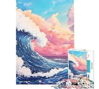 Rompecabezas de 1000 Piezas Pintura de Ola Gigante Rompecabezas para Adultos Juguete antiestrés Análisis y lógica Toda la Familia (tamaño 50x75cm)