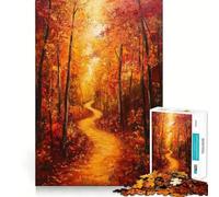Rompecabezas de 1000 Piezas Pintura de Sendero en el Bosque otoñal Juego de lógica y Pensamiento Juego Relajante Regalo de Arte navideño (38x52cm)