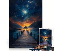 Rompecabezas de 1000 Piezas Pirámide bajo Las Estrellas para Adultos Juego Inteligente de Rompecabezas Divertido Montaje de imágenes Regalo de Temporada (50x75cm)