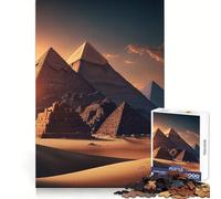 Rompecabezas de 1000 Piezas Pirámides al Atardecer de Giza para Adolescentes Juguete de lógica Clara, Ligero y Relajante Corte Perfecto Regalo conmovedor (38x52cm)