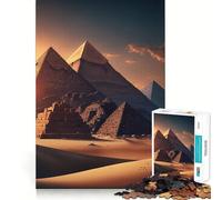 Rompecabezas de 1000 Piezas Pirámides al Atardecer de Giza para Adolescentes Rompecabezas con Efecto de Memoria, luz Relajante y diseño de imágenes (38x26cm)