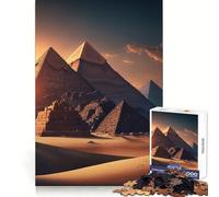 Rompecabezas de 1000 Piezas Pirámides al Atardecer de Giza para Adultos Juguete Inteligente para el hogar Decoración de Pared con Corte preciso (50x75cm)