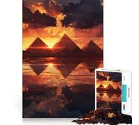 Rompecabezas de 1000 Piezas Pirámides al Atardecer para Adolescentes Juego Inteligente de Rompecabezas Tiempo de Aprendizaje Imagen para armar Un Regalo Encantador (38x52cm)