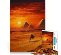 Rompecabezas de 1000 Piezas Pirámides al Atardecer para Adultos Mejora la Memoria Ideal para el Ocio Corte Firme Fiestas (38x52cm)