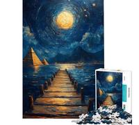 Rompecabezas de 1000 Piezas Pirámides bajo la luz de la Luna Rompecabezas para Adultos Juguete antiestrés Análisis y lógica Toda la Familia (tamaño 38x52cm)