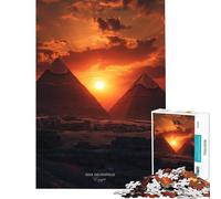 Rompecabezas de 1000 Piezas Pirámides de la Necrópolis de Giza al Atardecer Juego Interactivo Juguetes educativos Regalos de Amigo Invisible Decoración (Tamaño 38x52cm)