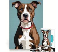 Rompecabezas de 1000 Piezas,Pitbull marrón y Blanco,Corte Exacto,Arte,lógica,Juego,Ocio,diversión,decoración navideña para Pared (50x75cm)